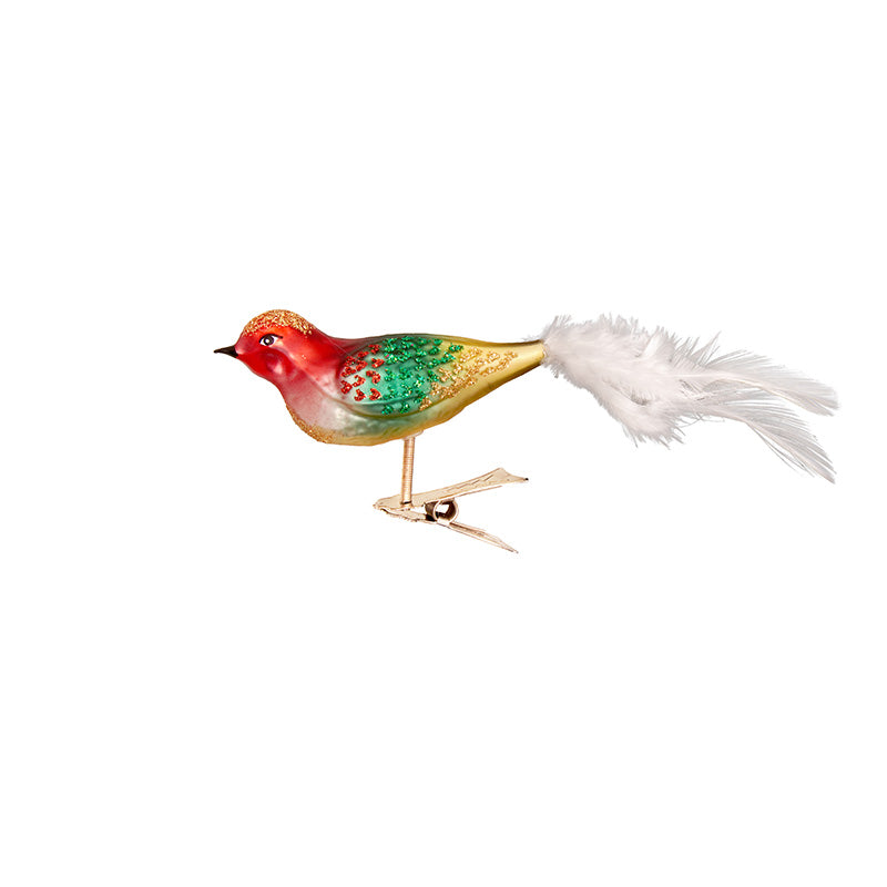 Fågel i glas flerfärgad 8 cm