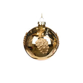 Glaskula guld med kotte 8 cm