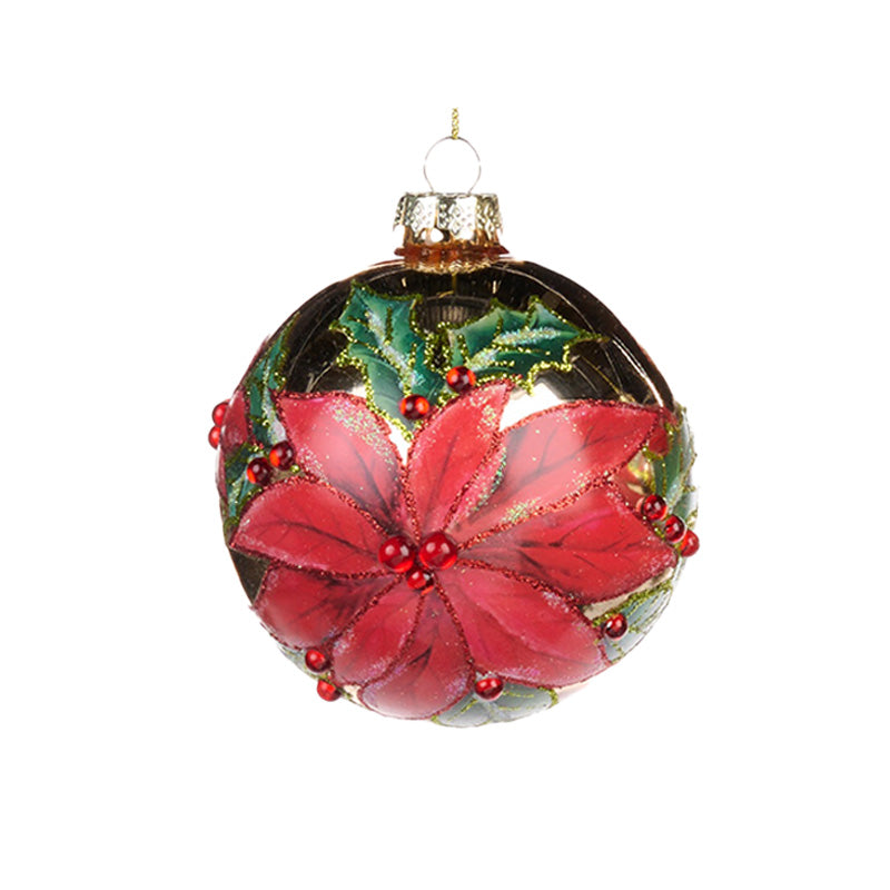 Glaskula med julblomma 10 cm