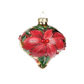 Glaskula lökformad med julblomma 10 cm