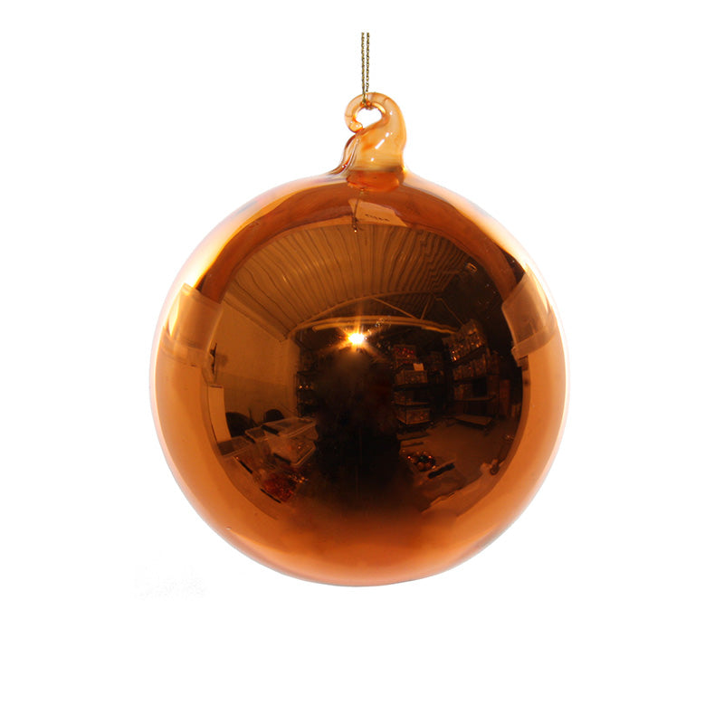 Glaskula orange/guld 10 cm