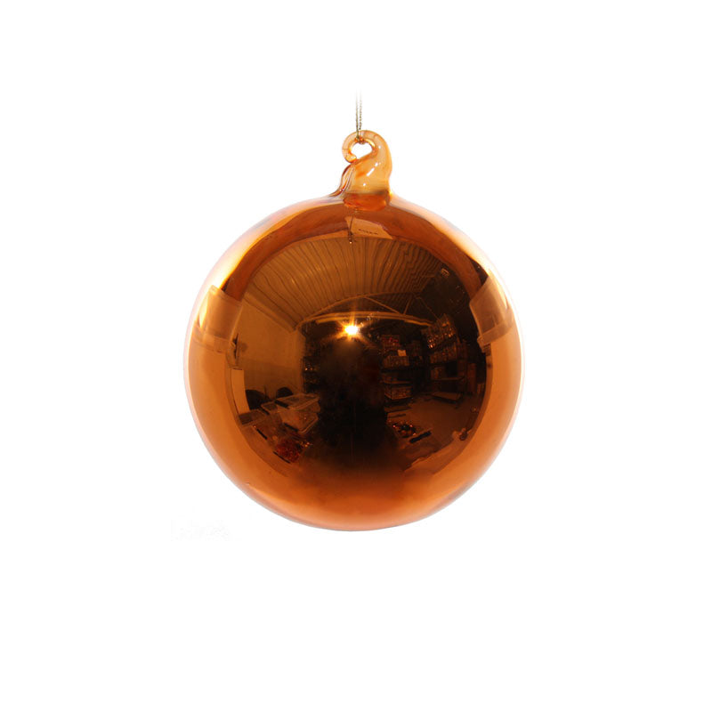 Glaskula orange/guld 10 cm