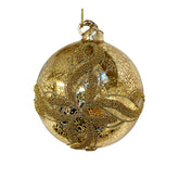 Glaskula antikguld med glitterdekor 10 cm