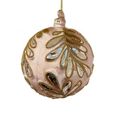 Glaskula ljusrosa med silverblad 10 cm