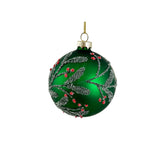 Glaskula grön med juldekor 8 cm
