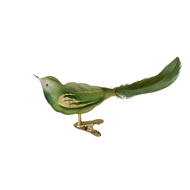 Fågel i glas grön 11 cm